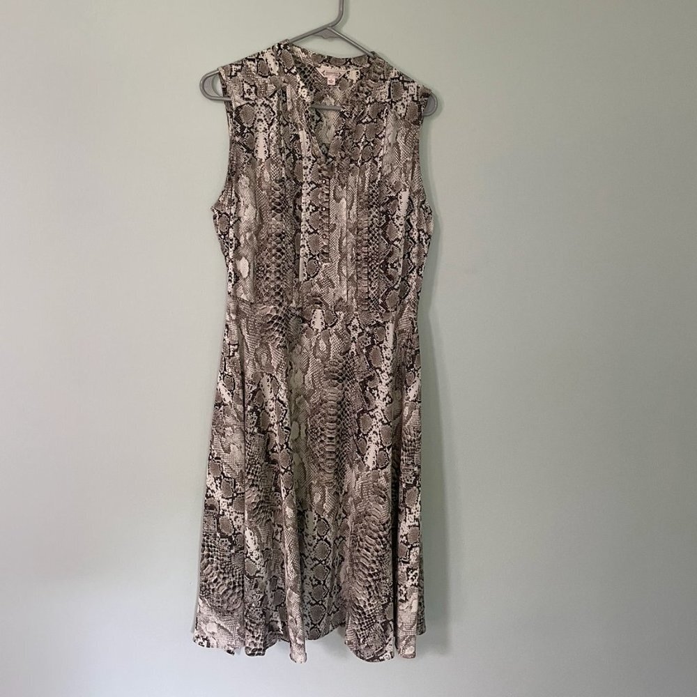 Nanette Lepore, Size 10, Cream with brown and black animal print slip liner